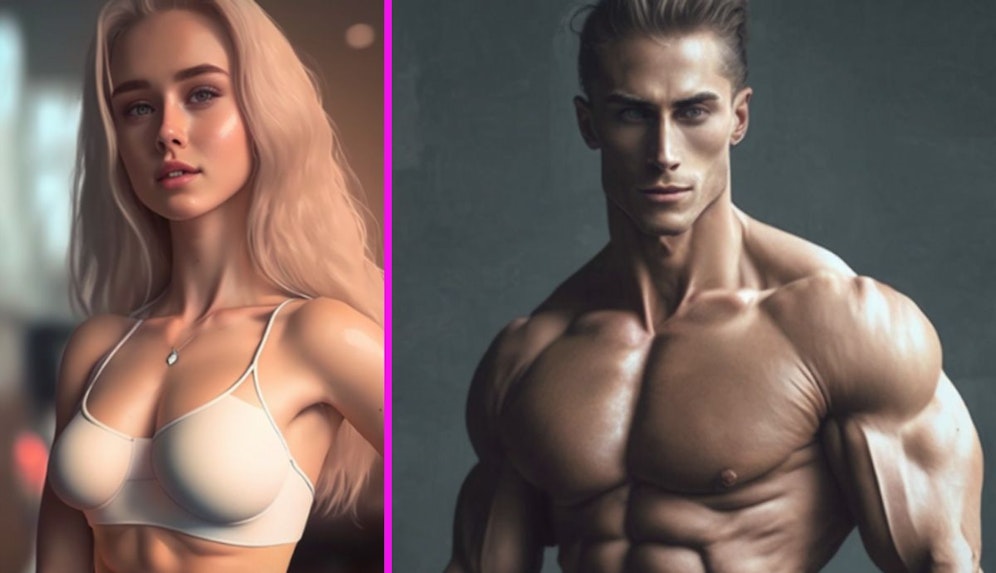 Die perfekte Frau ist laut KI blond, schlank und gebräunt, der perfekte Mann dunkelhaarig und muskelbepackt.