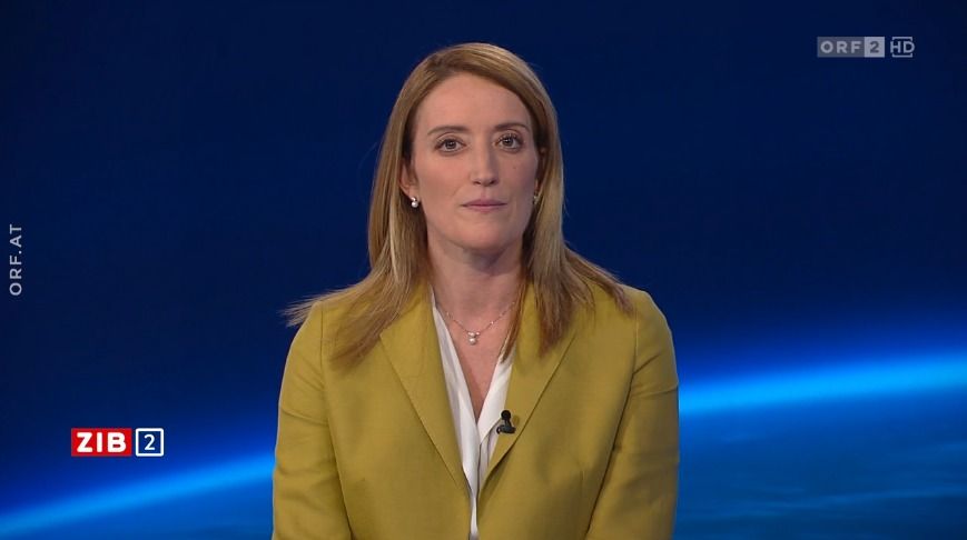 Roberta Metsola, die Präsidentin des Europäischen Parlaments, in der ORF-"ZIB2".