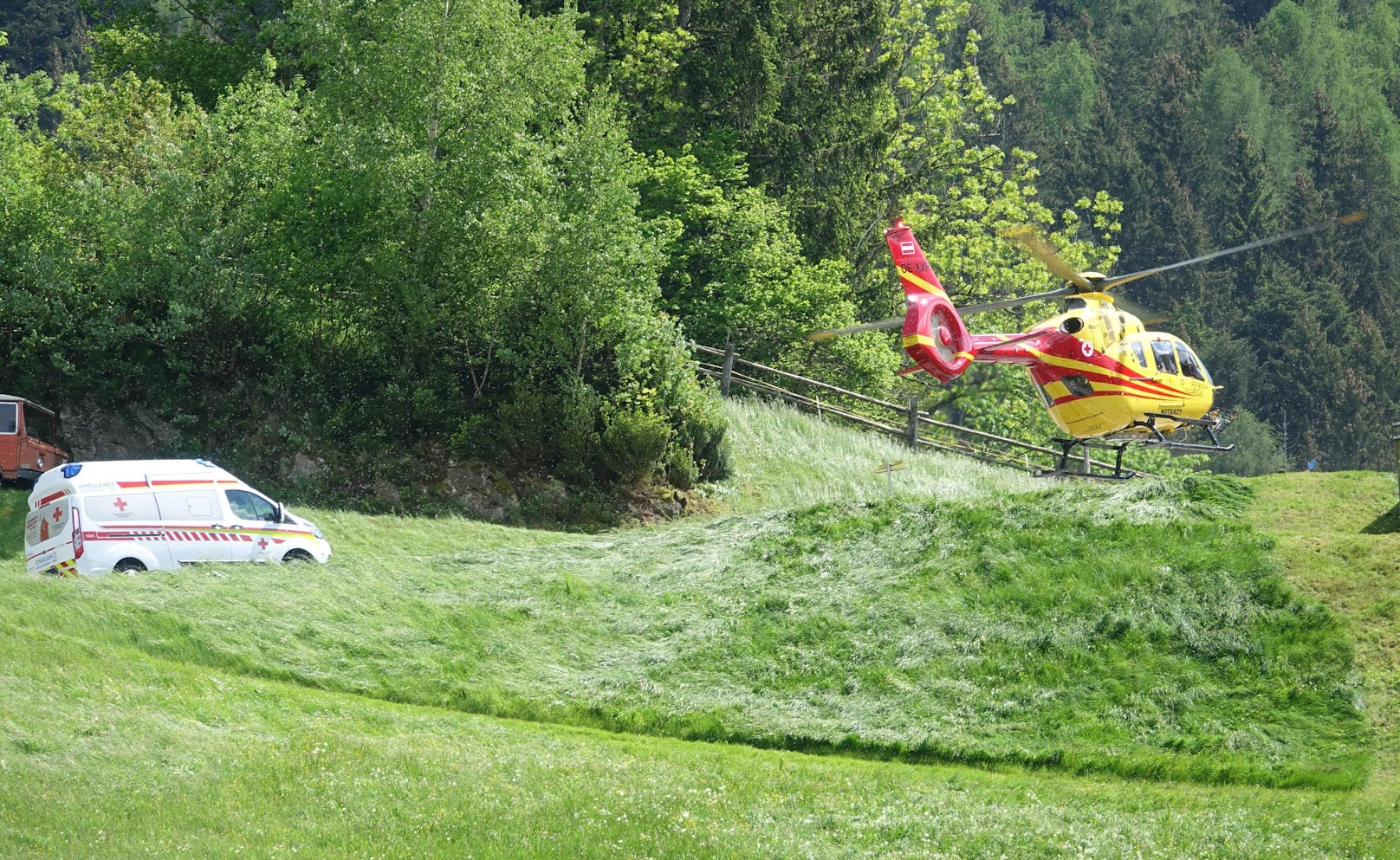 Die beiden Mädchen wurden mit dem Notarzthelikopter in die Klinik nach Innsbruck geflogen.