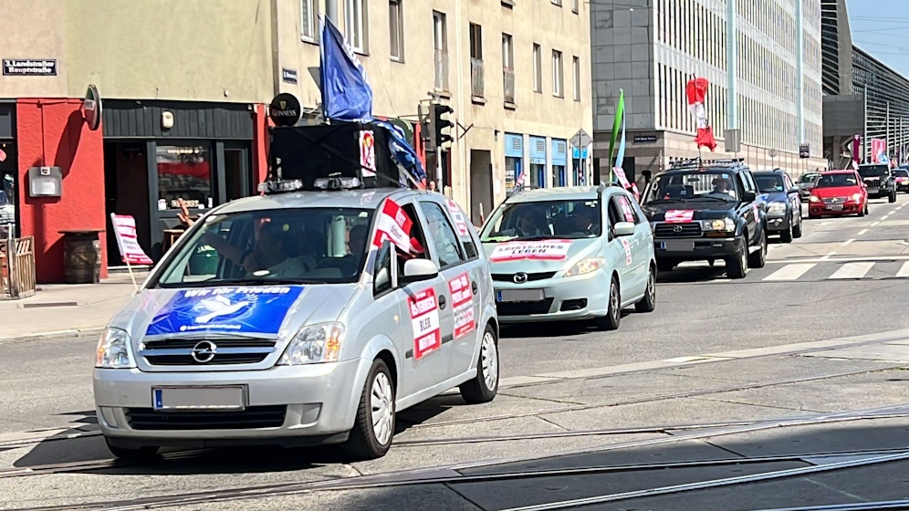 Mehr als 150 Fahrzeuge nahmen an der Demo teil.