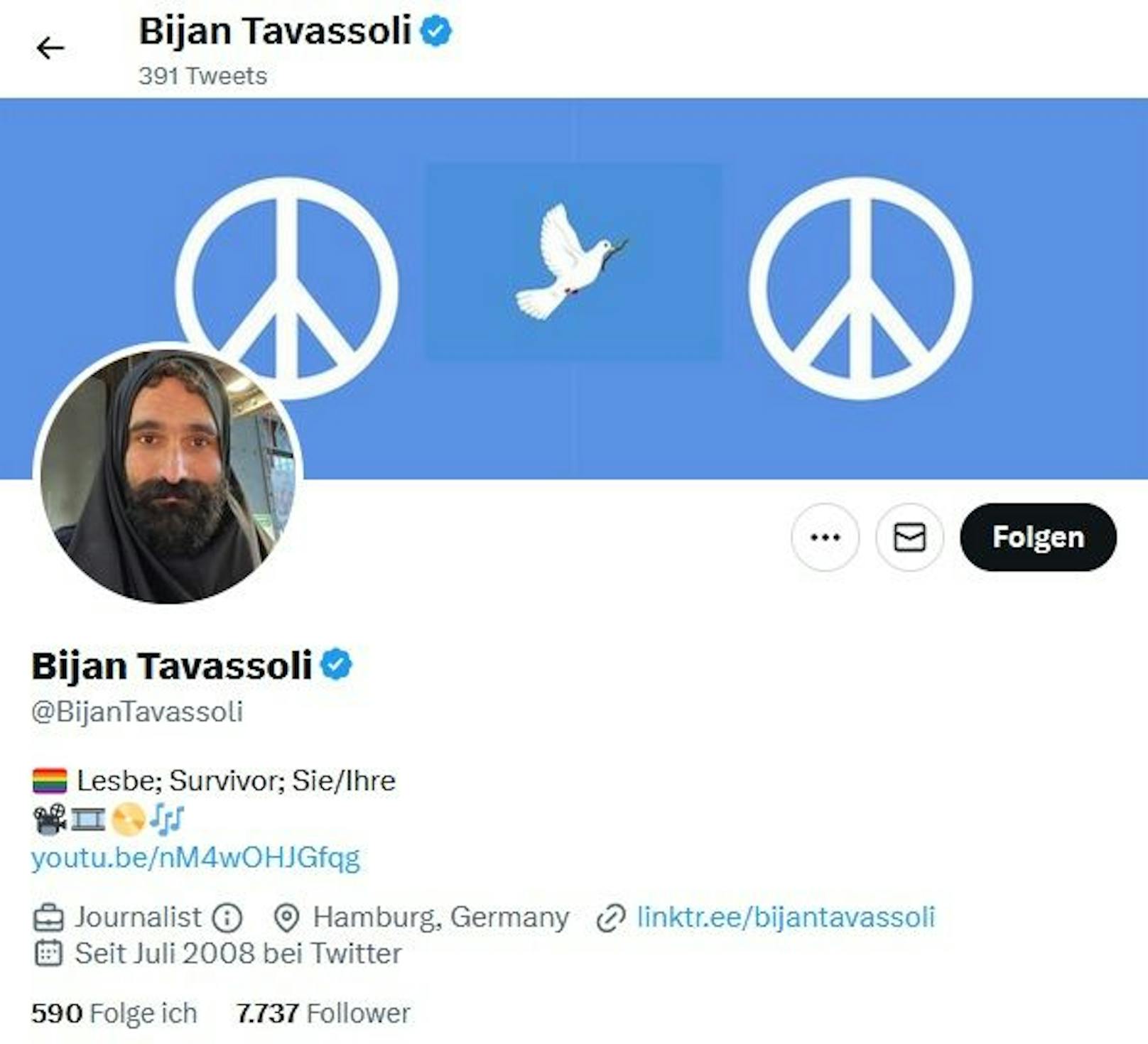 So präsentiert sich Bijan Tavassoli auf Twitter. 