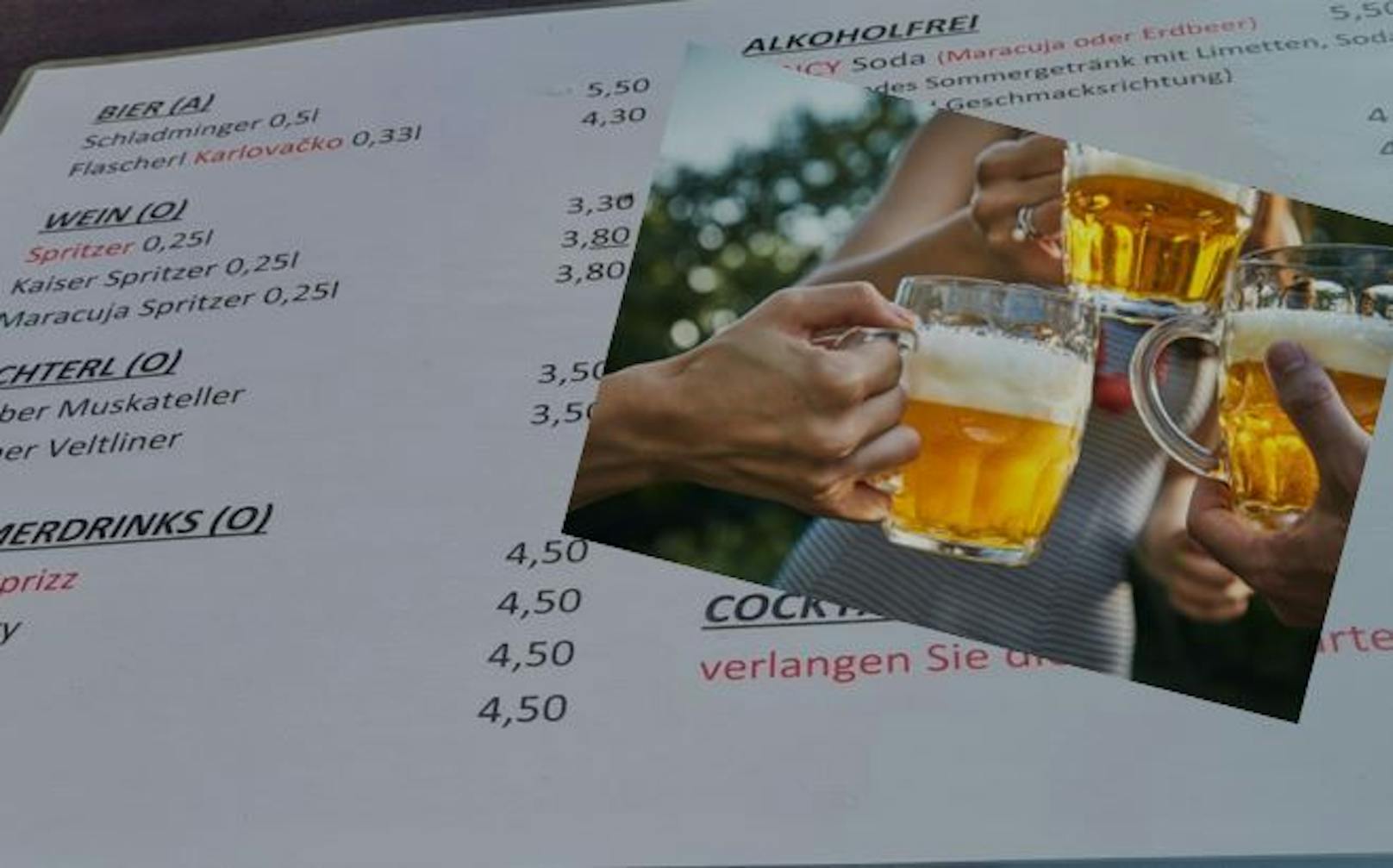 Die Preise für Bier und alkoholfreie Getränke sind fast identisch.