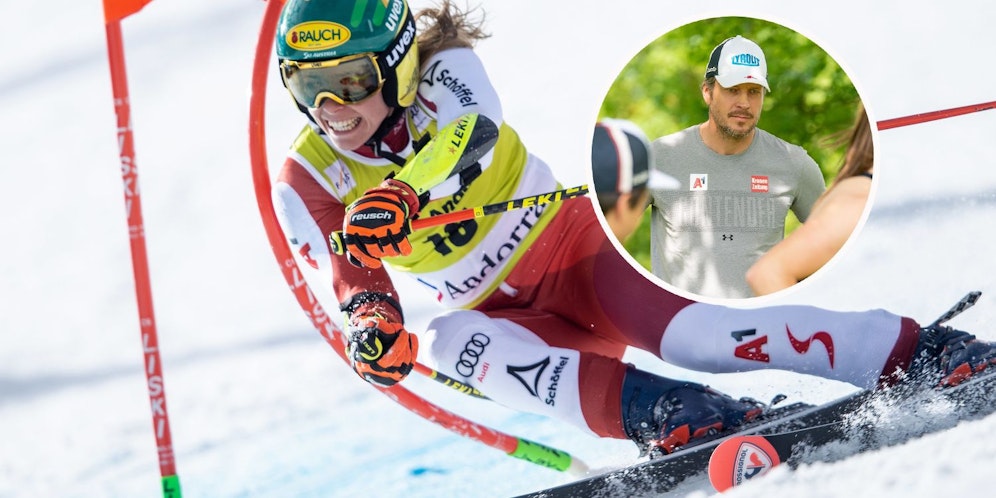 Katharina Liensberger und der neue Damen-Cheftrainer Roland Assinger.