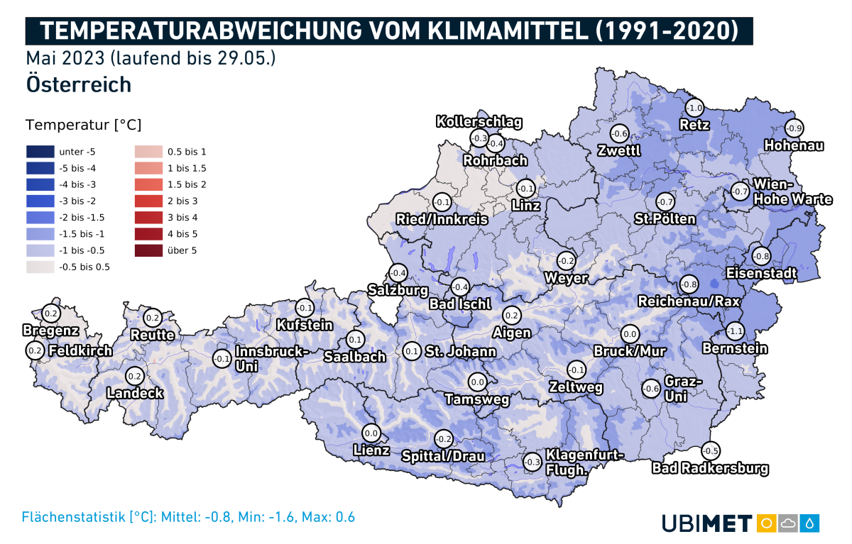 Temperaturabweichungen Mai 2023