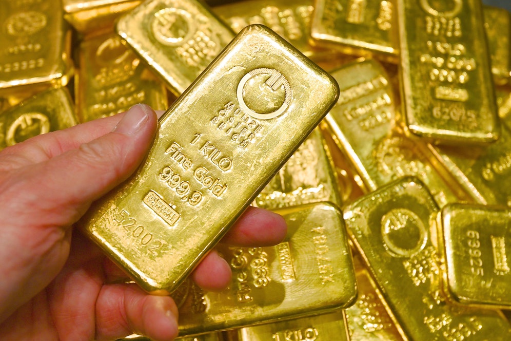 Goldbarren der Münze Österreich. Im Bild 1-Kilo-Exemplare. (Symbolfoto)