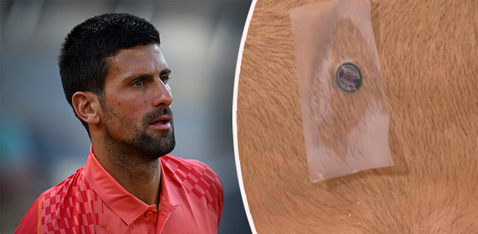 Tennis-Star Novak Djokovic klebte sich ein Metallplättchen auf die Brust. 