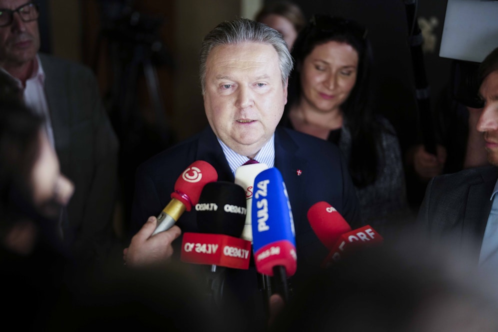 Bürgermeister Michael Ludwig (SPÖ) beim SPÖ-Präsidium am 23. Mai 2023, wo es zum Streit und Beinahe-Rückzug von Doskozil kam. 