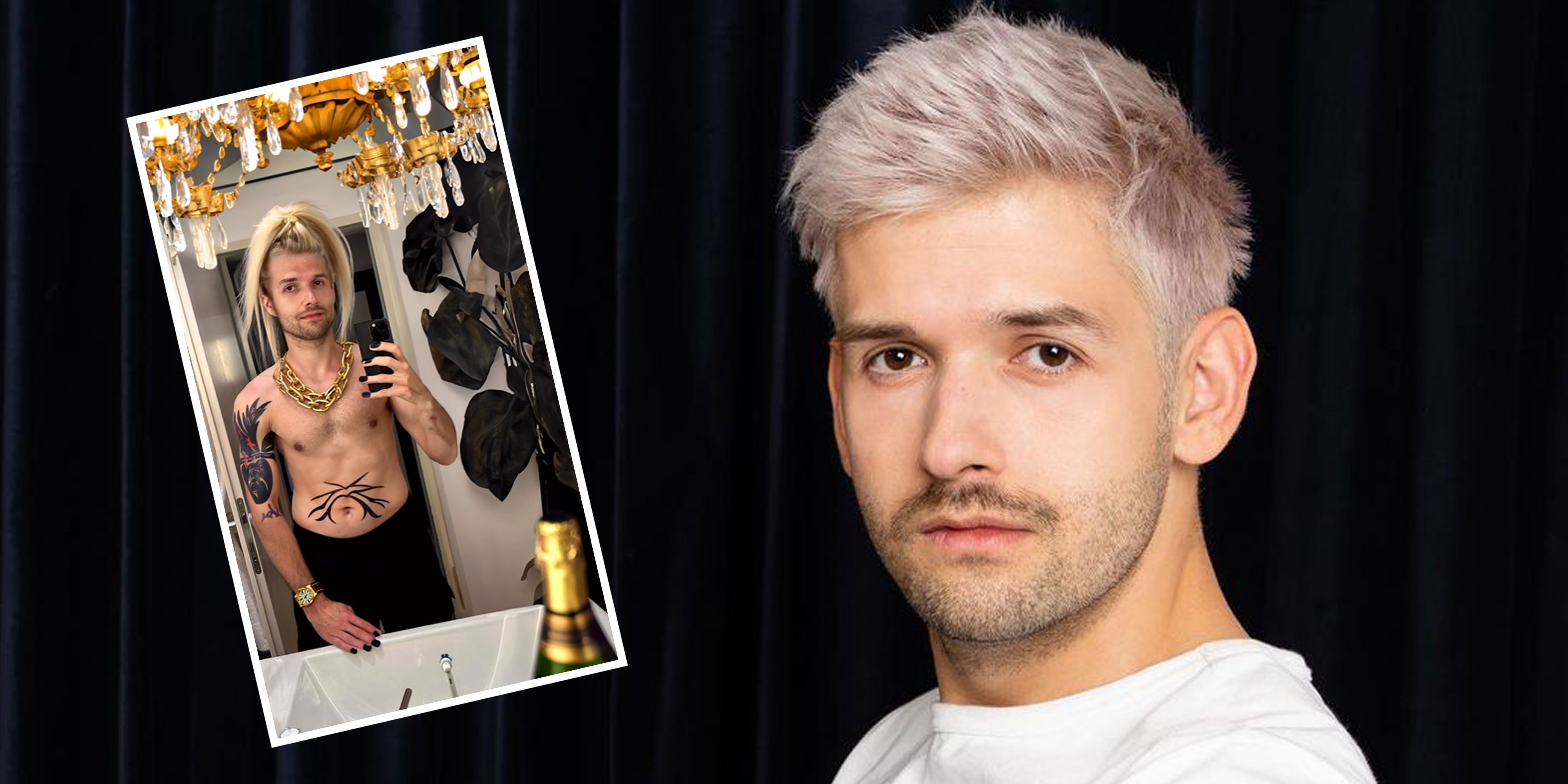 Der Kabarettist Michael Buchinger demonstriert sein Photoshop-Talent.