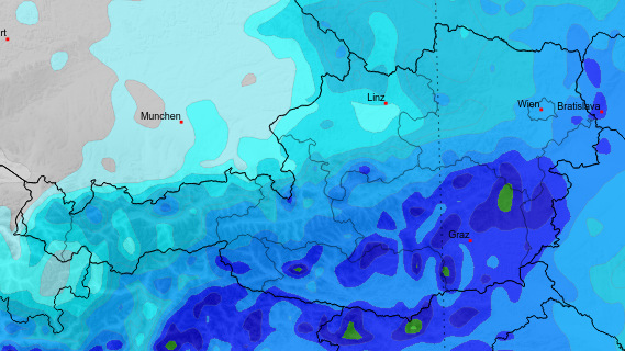 Praktisch das ganze Land wird nass.