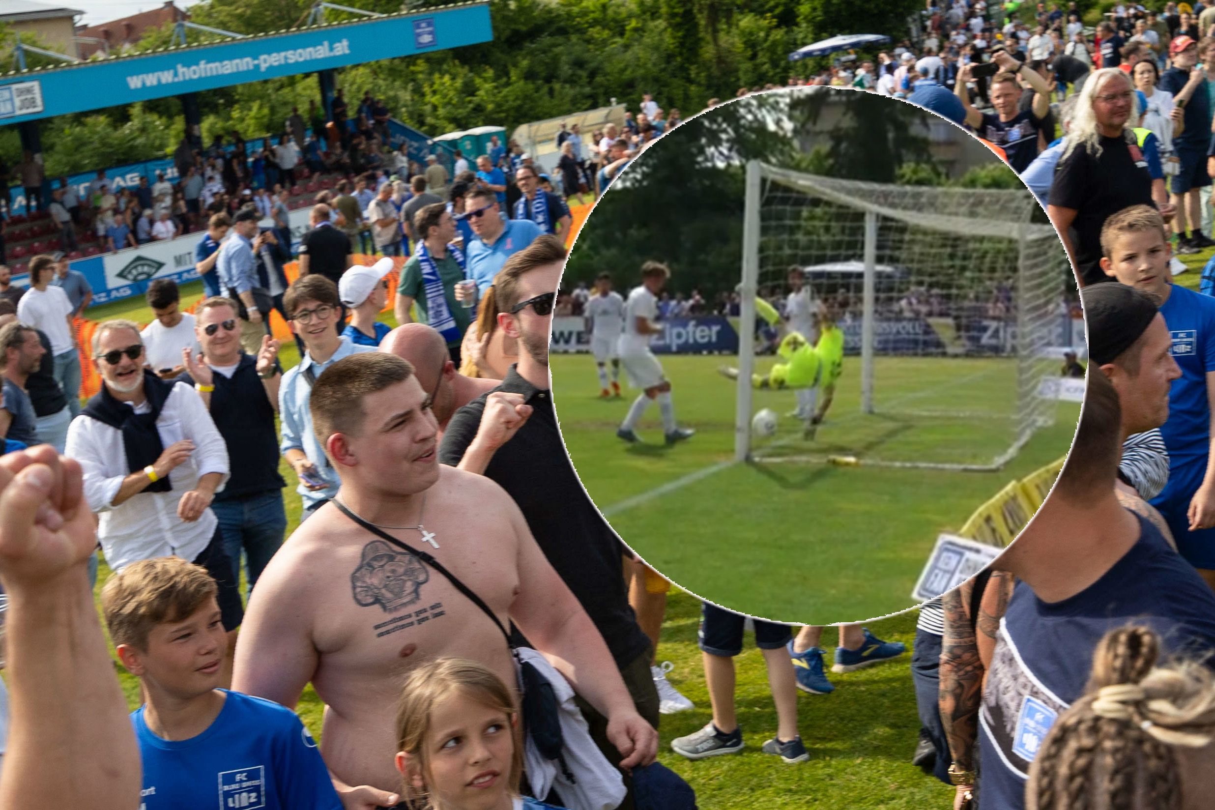 Tor oder nicht Tor? Die Fans von Blau Weiß Linz jubeln über das Meisterstück.