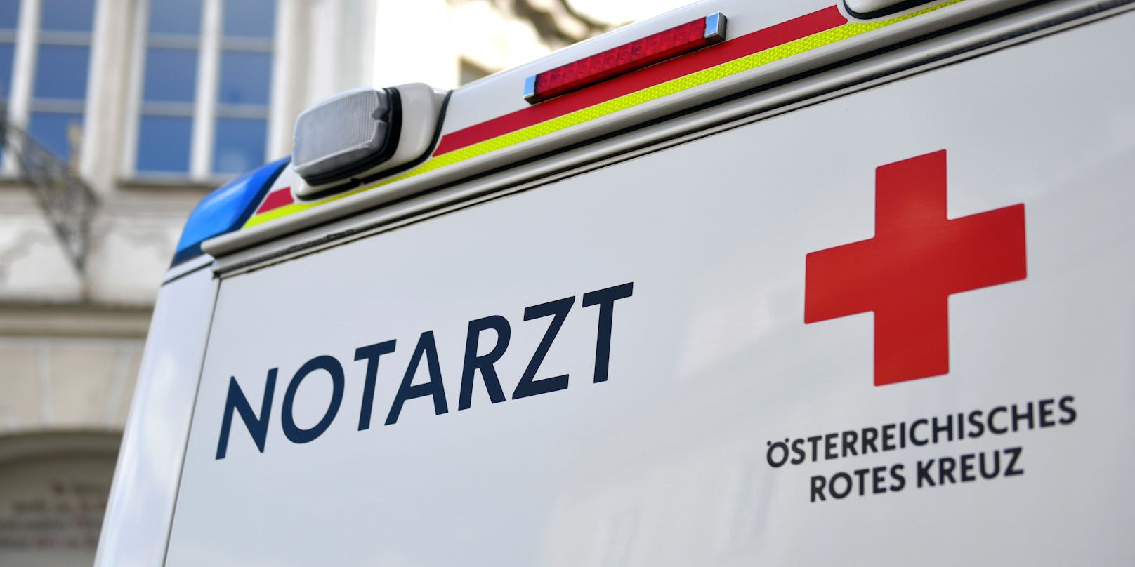 Emergency doctor vehicle from behind in Steyr, Austria, Europe