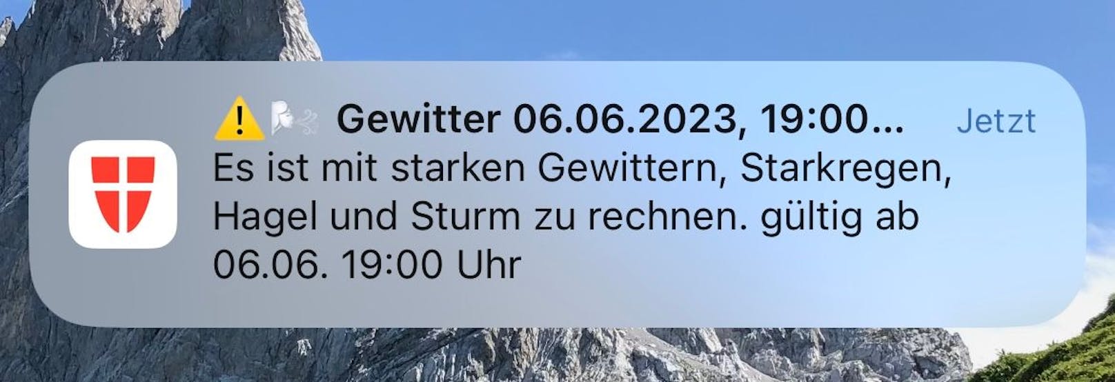 Diese Warnung bekamen alle Wiener mit Stadt-Wien-App auf ihr Handy.
