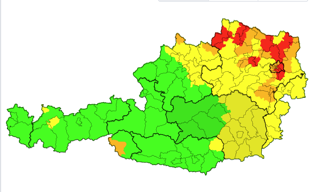 Unwetter-Warnung im Osten Wiens
