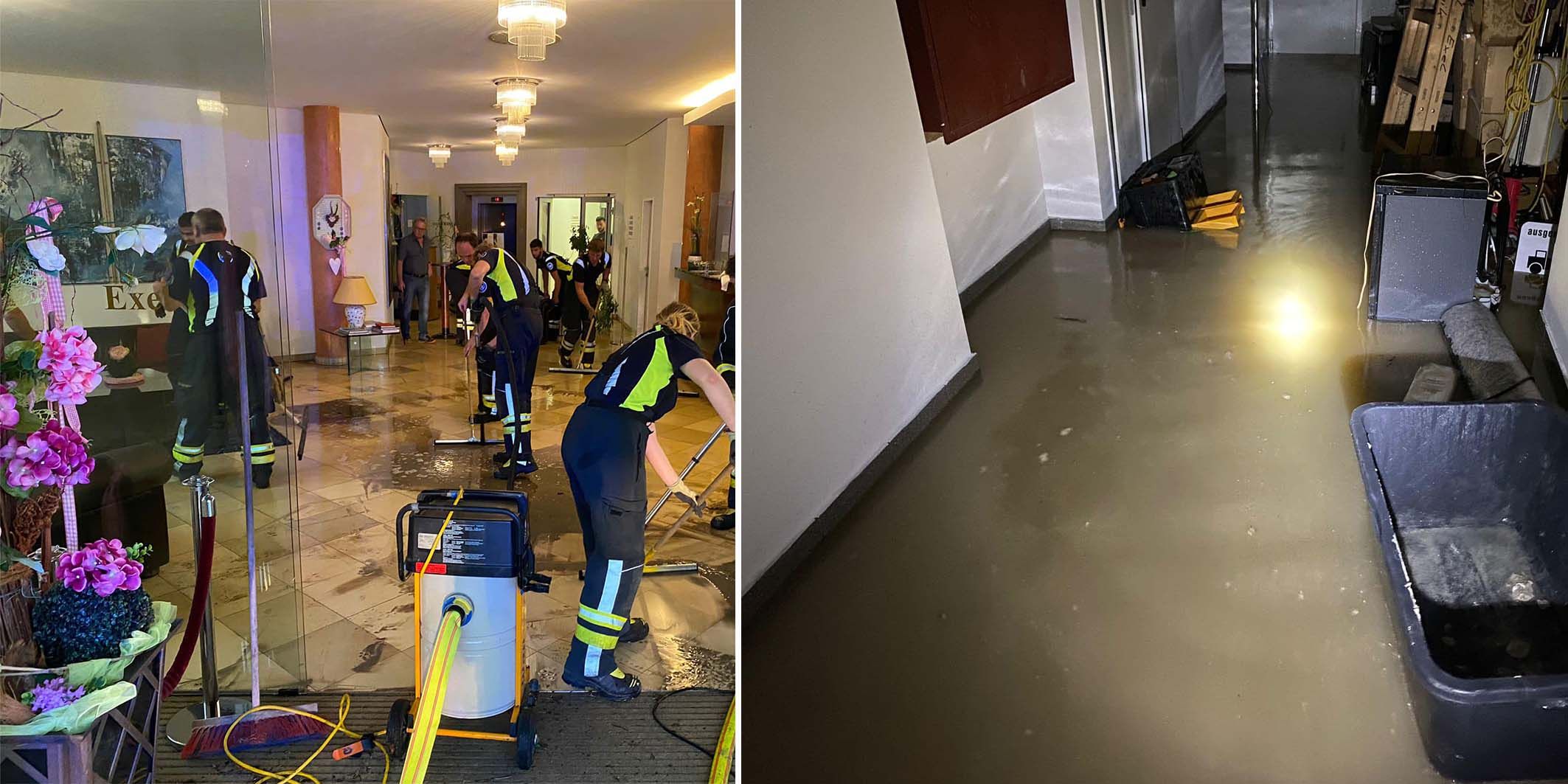 Die Wassermengen gelangen ins Gebäude-Innere.