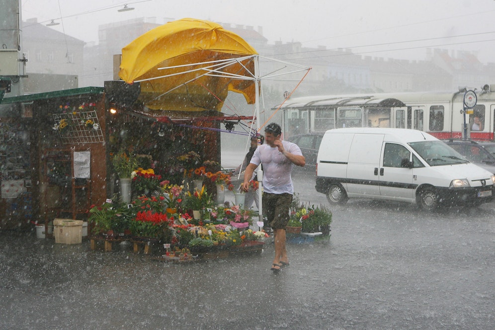 In Wien kommt es derzeit zu starken Regenfällen und Gewittern.