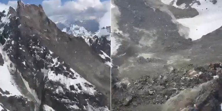 In einem Video ist das Ausmaß des Abbruchs deutlich zu sehen.