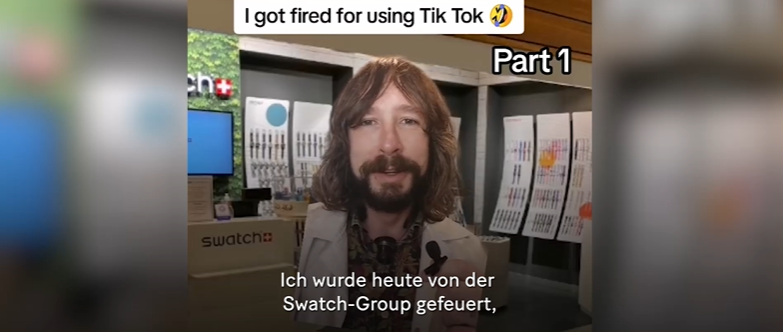 Ein TikToker nervt sich, weil Swatch ihn wegen öffentlicher Kritik am Unternehmen entlassen hat.