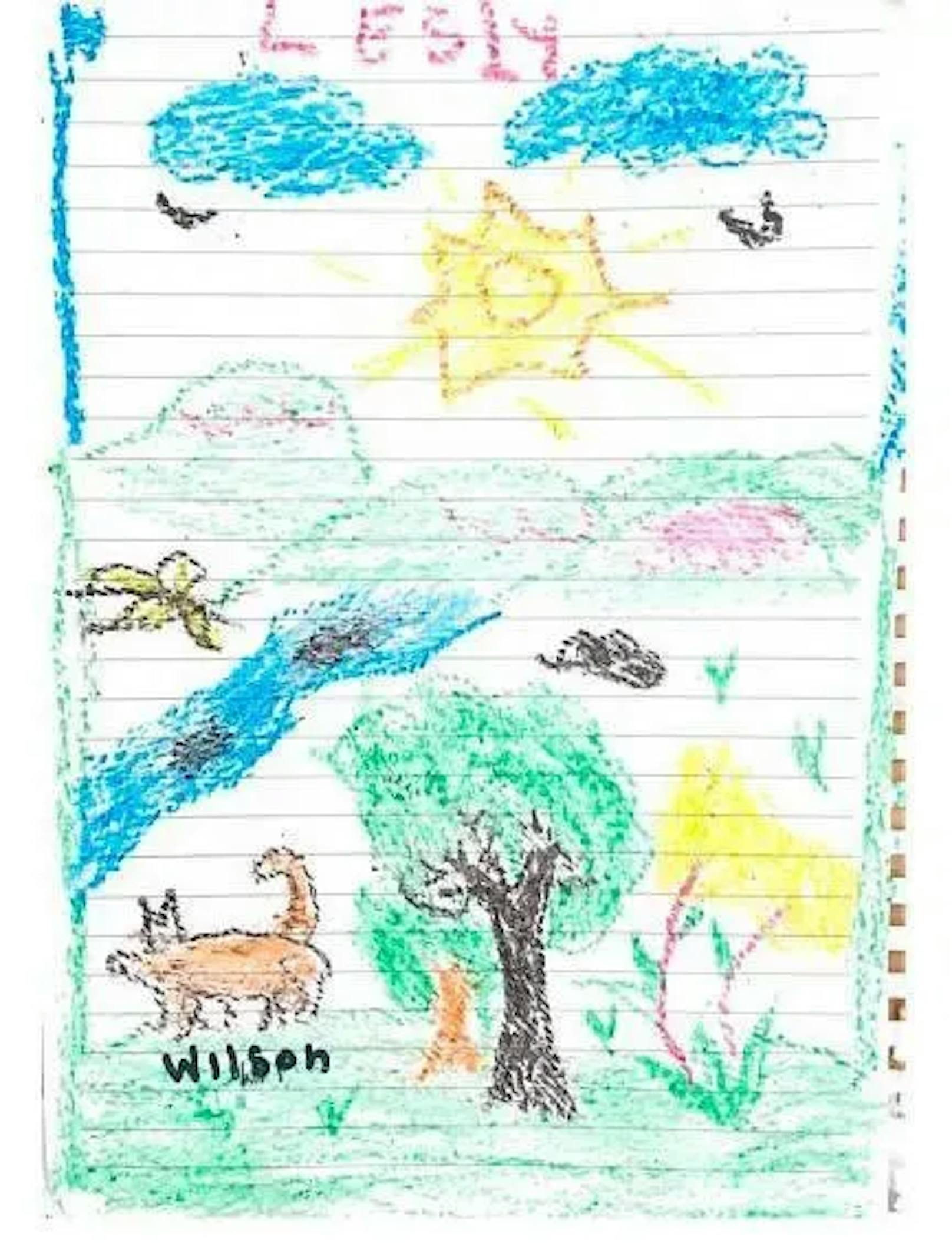 Lesly (13) schickt aus dem Spital gute Wünsche für Wilson. Ihre Zeichnung gab sie dem Hundeführer, der jetzt noch verzweifelt nach seinem Hund im Dschungel sucht.
