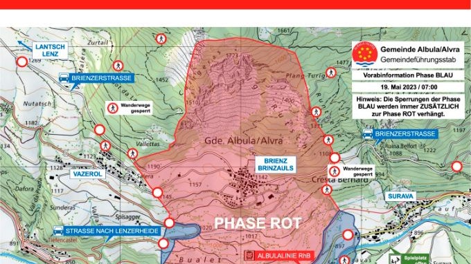 Maximale Gefährdung: Brienz liegt mitten in der roten Zone.