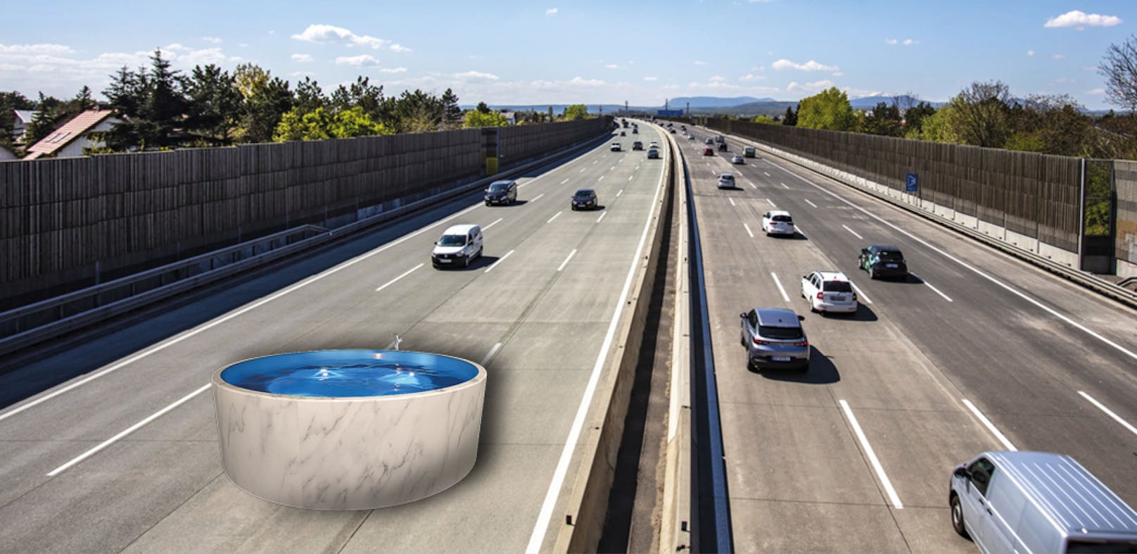 Ein Whirlpool auf der A1-Westautobahn ist ein eher seltener Anblick. Auf der Höhe Asten (Bez. Linz-Land) wurde eines entdeckt. (Symbolbild)