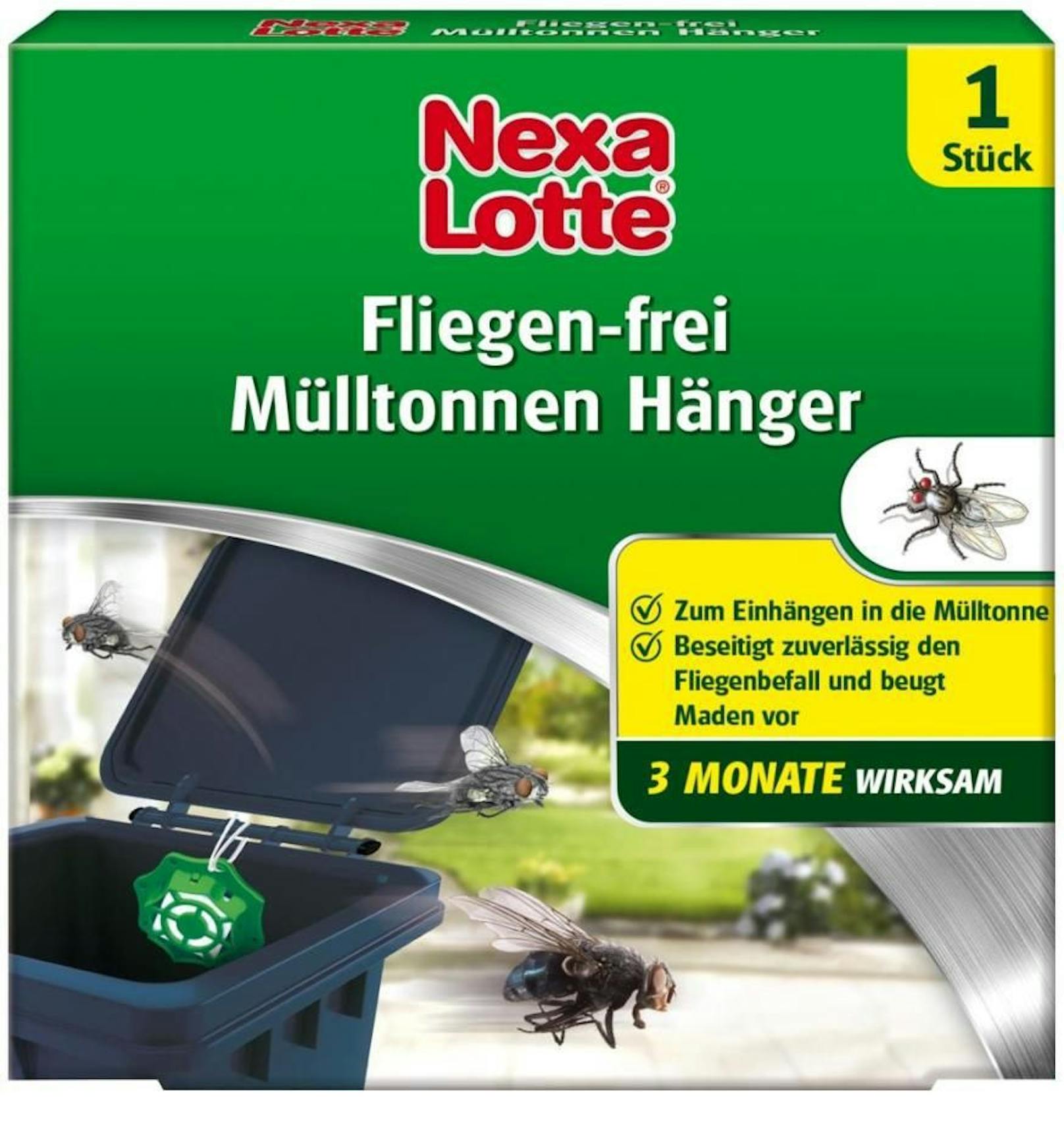 Wer sich nicht an einer aktiven Insektenvernichtung beteiligen möchte kann sich mit einer Kapsel helfen lassen. Diese befestigst du an deiner Mülltonne, damit es seinen Insektizid-Dampf abgeben kann. Über einen Zeitraum von etwa drei Monaten werden Maden und Fliegen getötet, die sich in deinem Müll ansammeln. 