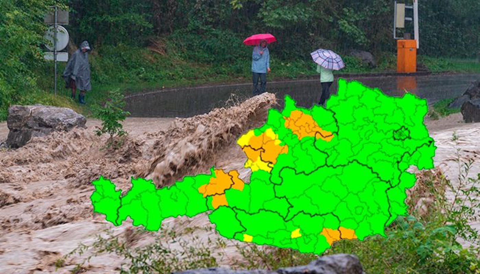 Die aktuelle Unwetter-Karte für Österreich