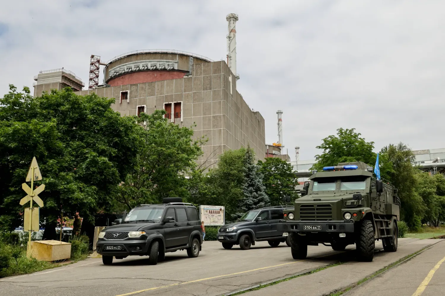 Die Gefahr eines gezielten Angriffs bleibe bestehen: Die internationale Atombehörde inspizierte das Kernkraftwerk am 15. Juni 2023.