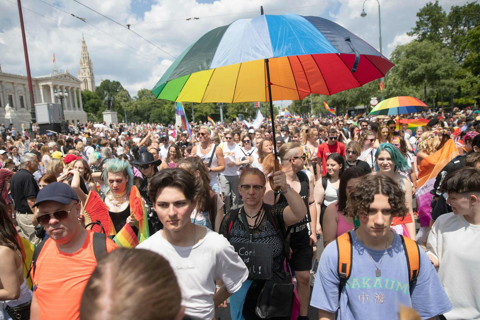 Tausende Demonstranten feierten in Wien.