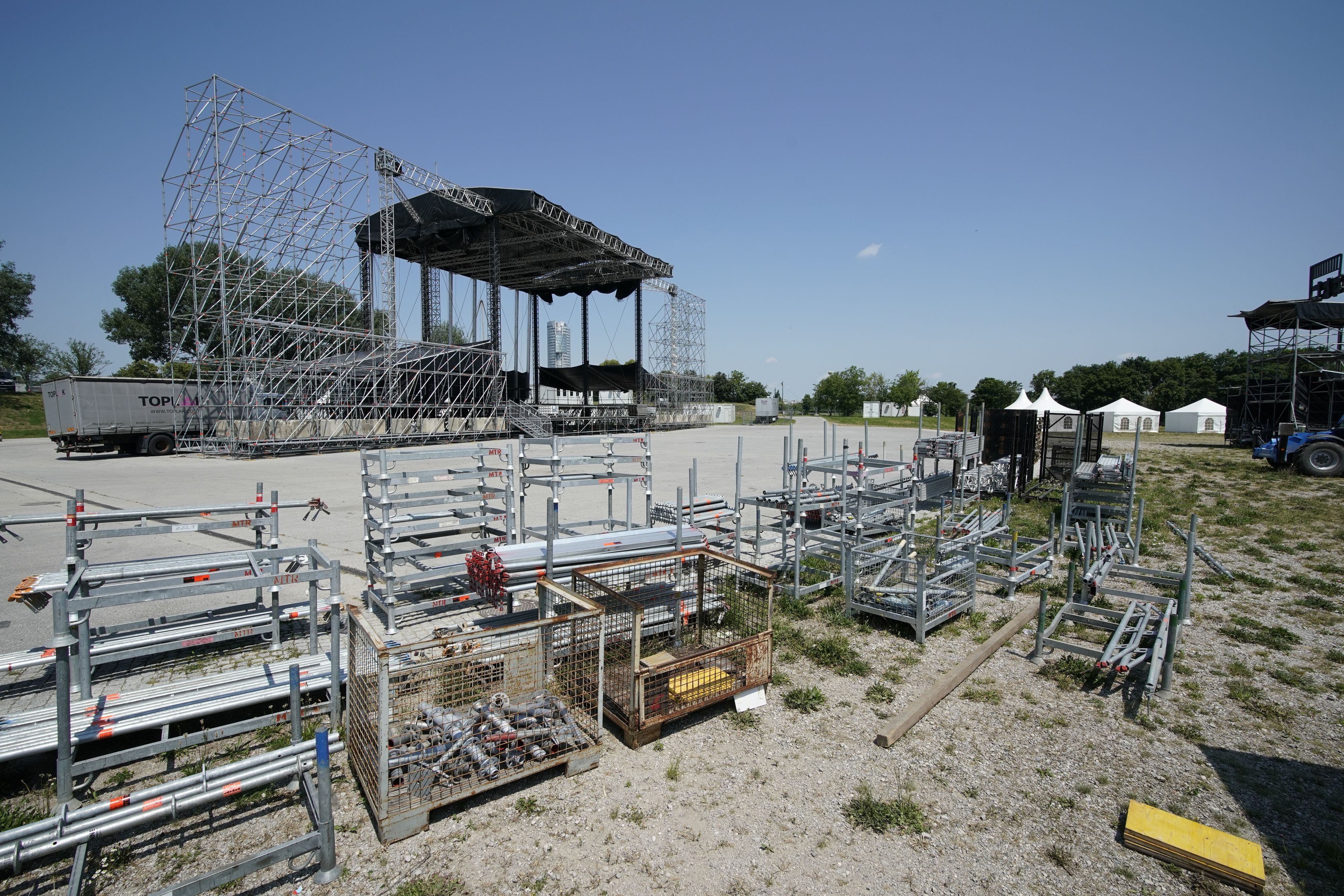 Der Aufbau für das Donauinselfest ist bereits in vollem Gange