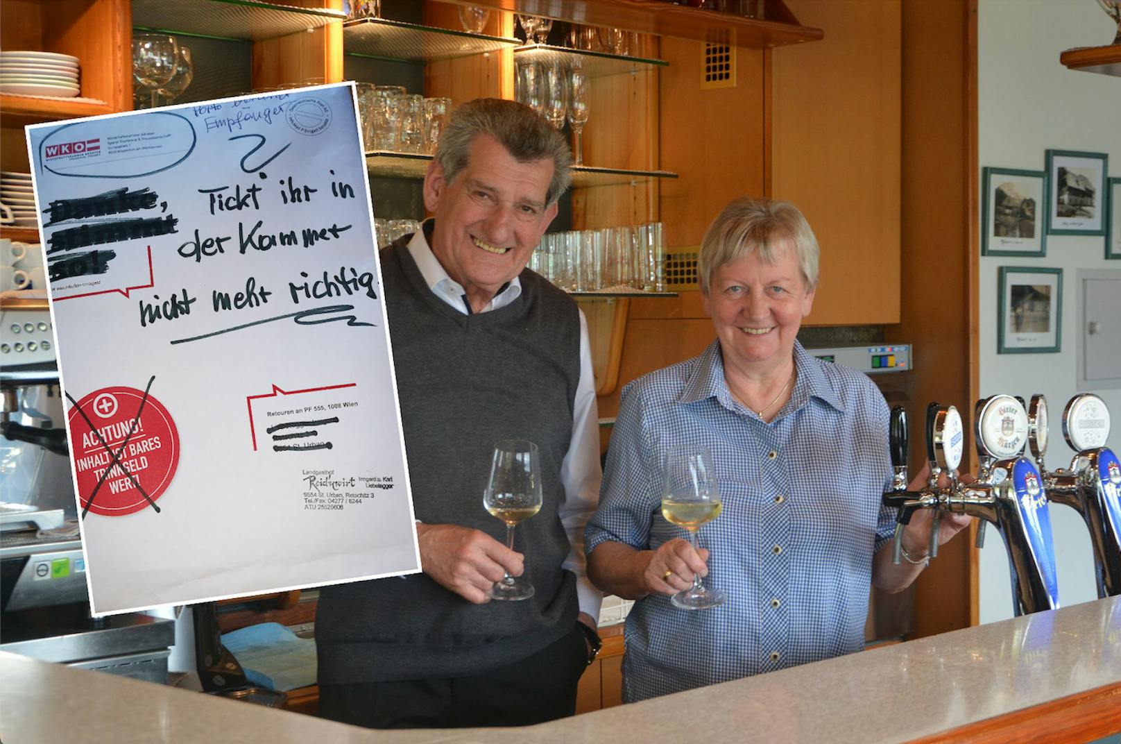 Karl und Irmgard Liebetegger stößt die Trinkgeld-Kampagne der Wirtschaftskammer sauer auf.&nbsp;