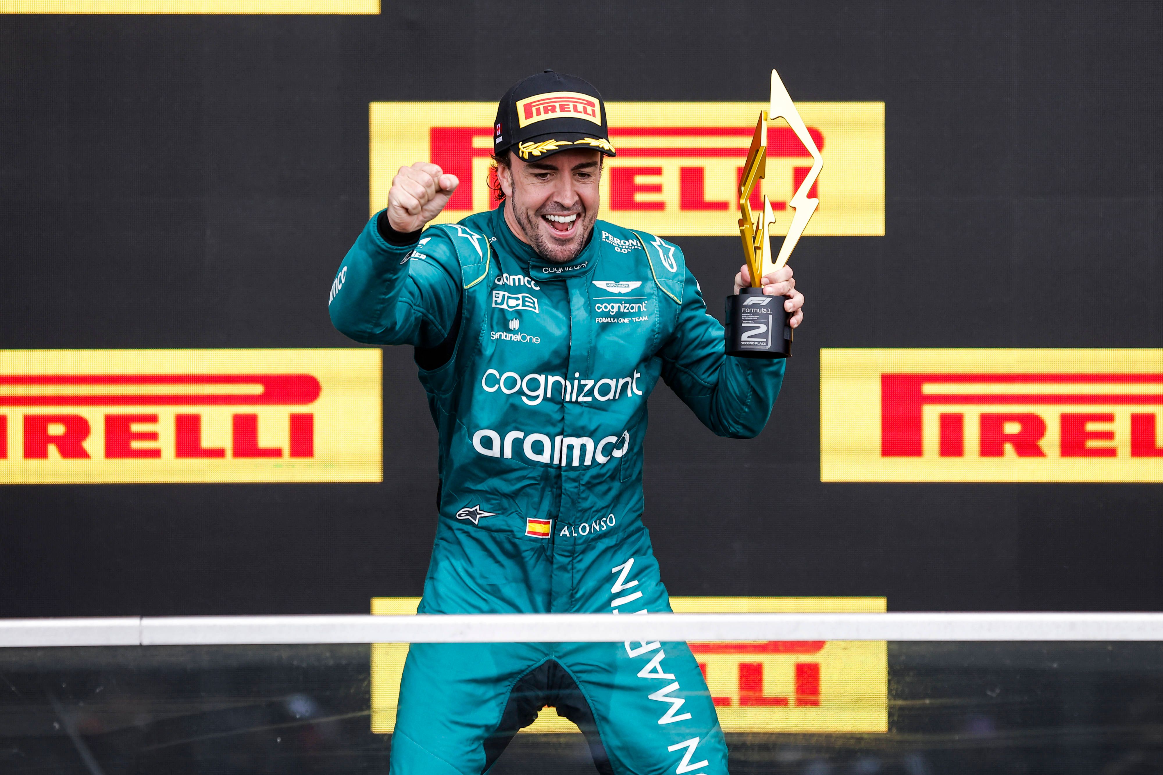 Fernando Alonso jubelte in Montreal über Rang zwei.