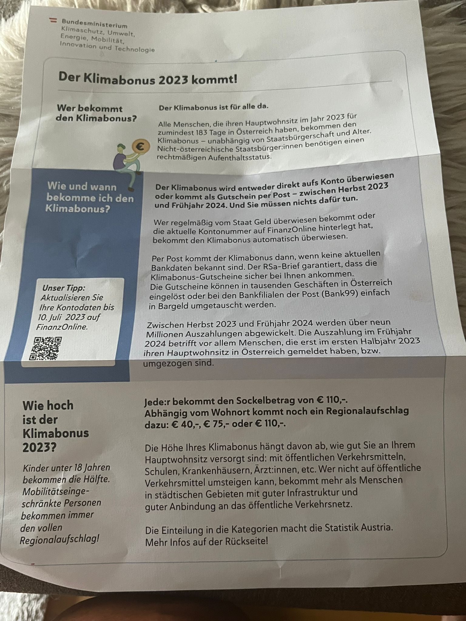 So sehen sie aus, die Klimabonus-Briefe, die dir nun in den Briefkasten flattern.