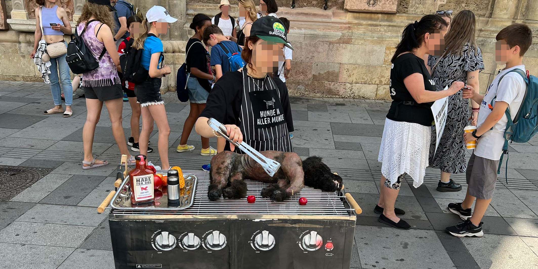Veganer grillen "Hund" am Stephansplatz