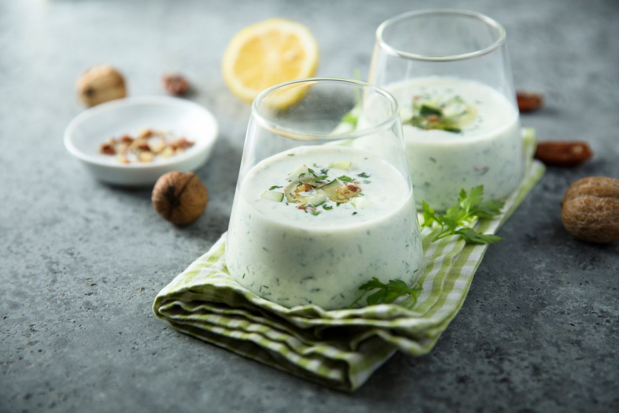 Traditional homemade cold soup with cucumber