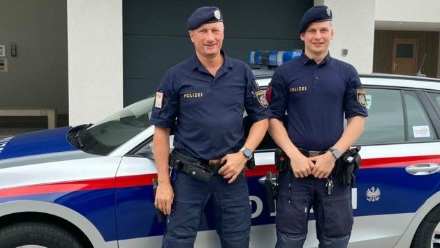 Die beiden Polizisten Volker (li.) und Lionardo konnten das Kind retten. 