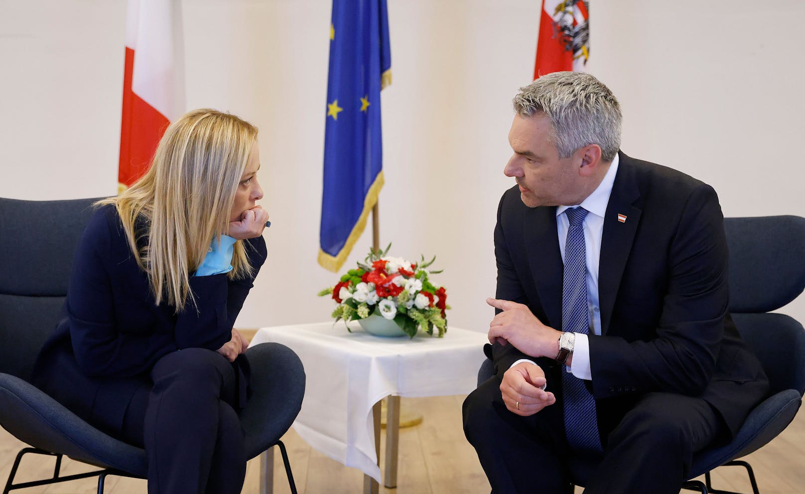 Europaforum Wachau. Karl Nehammer im Gespräch mit Italiens Premierministerin Giorgia Meloni.