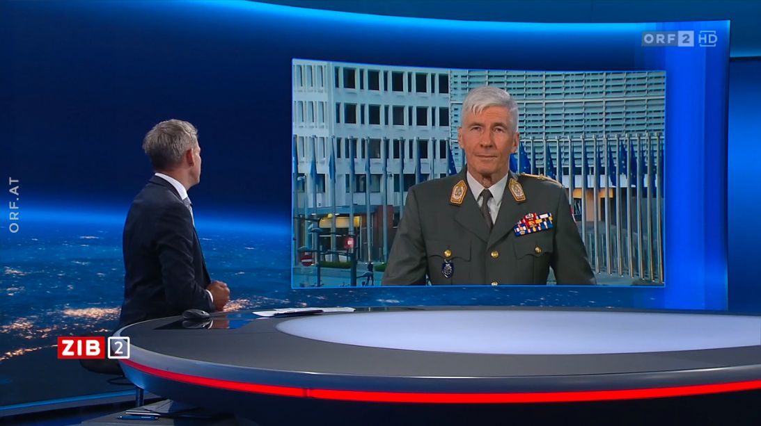 Leiter des Militärausschusses der Europäischen Union und Bundesheer-General Robert Brieger zum Wagner-Aufstand in der ZIB2 mit Martin Thür am 25. Juni 2023.