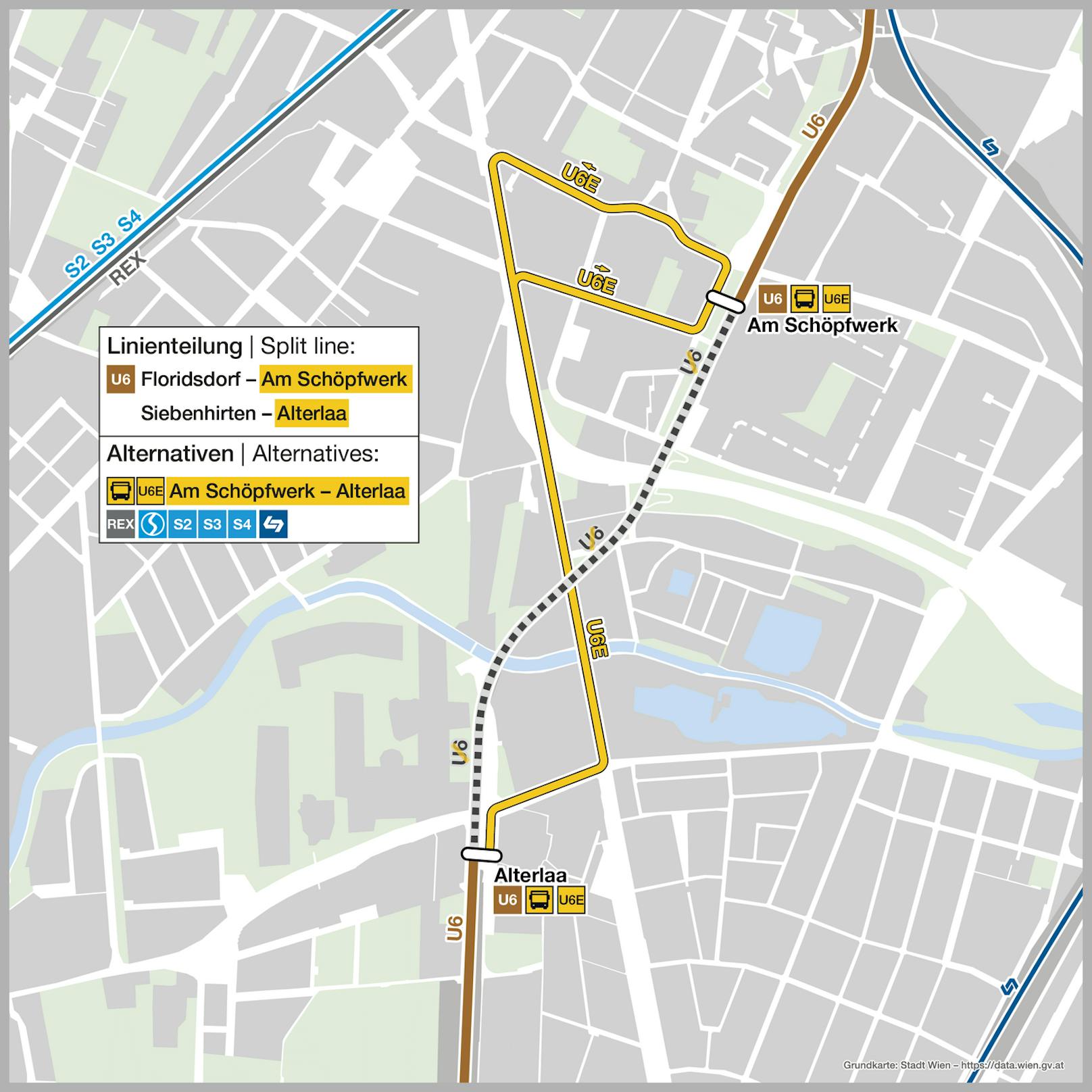 Die U6 wird von 10. Juli bis 27. August geteilt geführt.