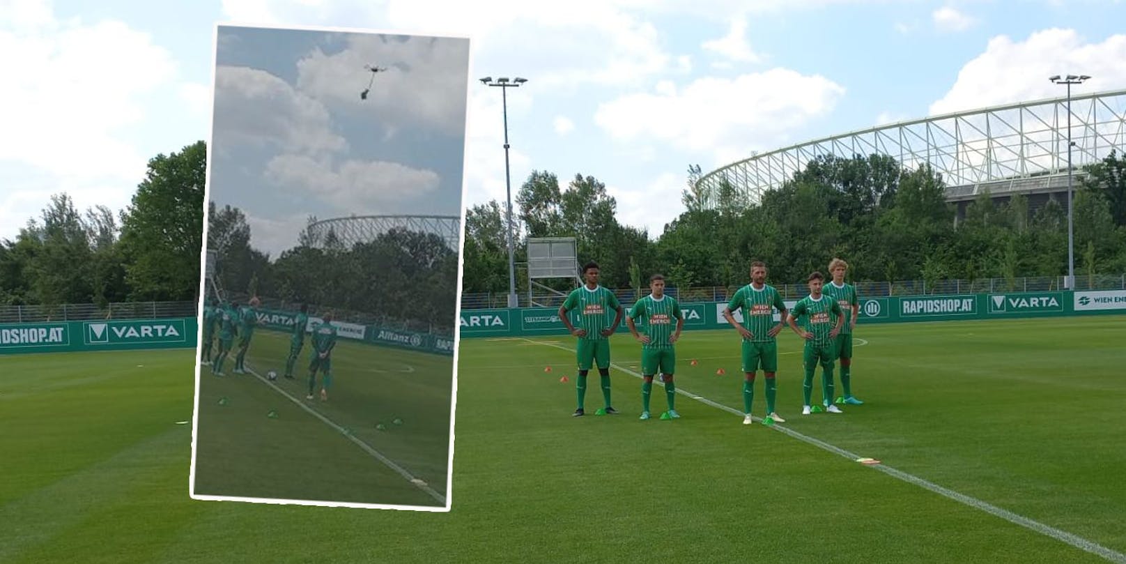 Die Rapid-Spieler posieren im neuen Heim-Trikot.