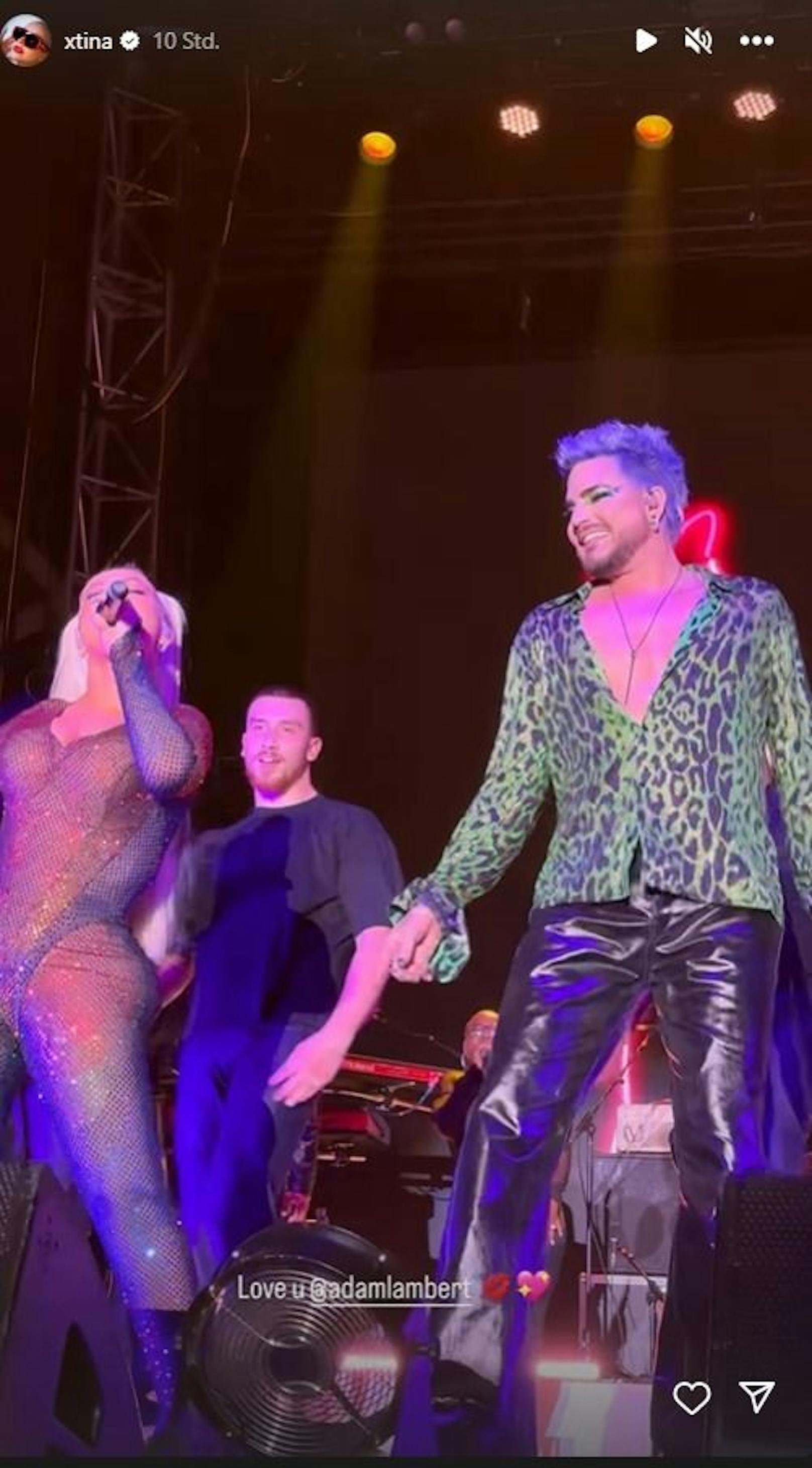 Für einen Song unterstützte Adam Lambert Christina bei der Pride Parade auf der Bühne.