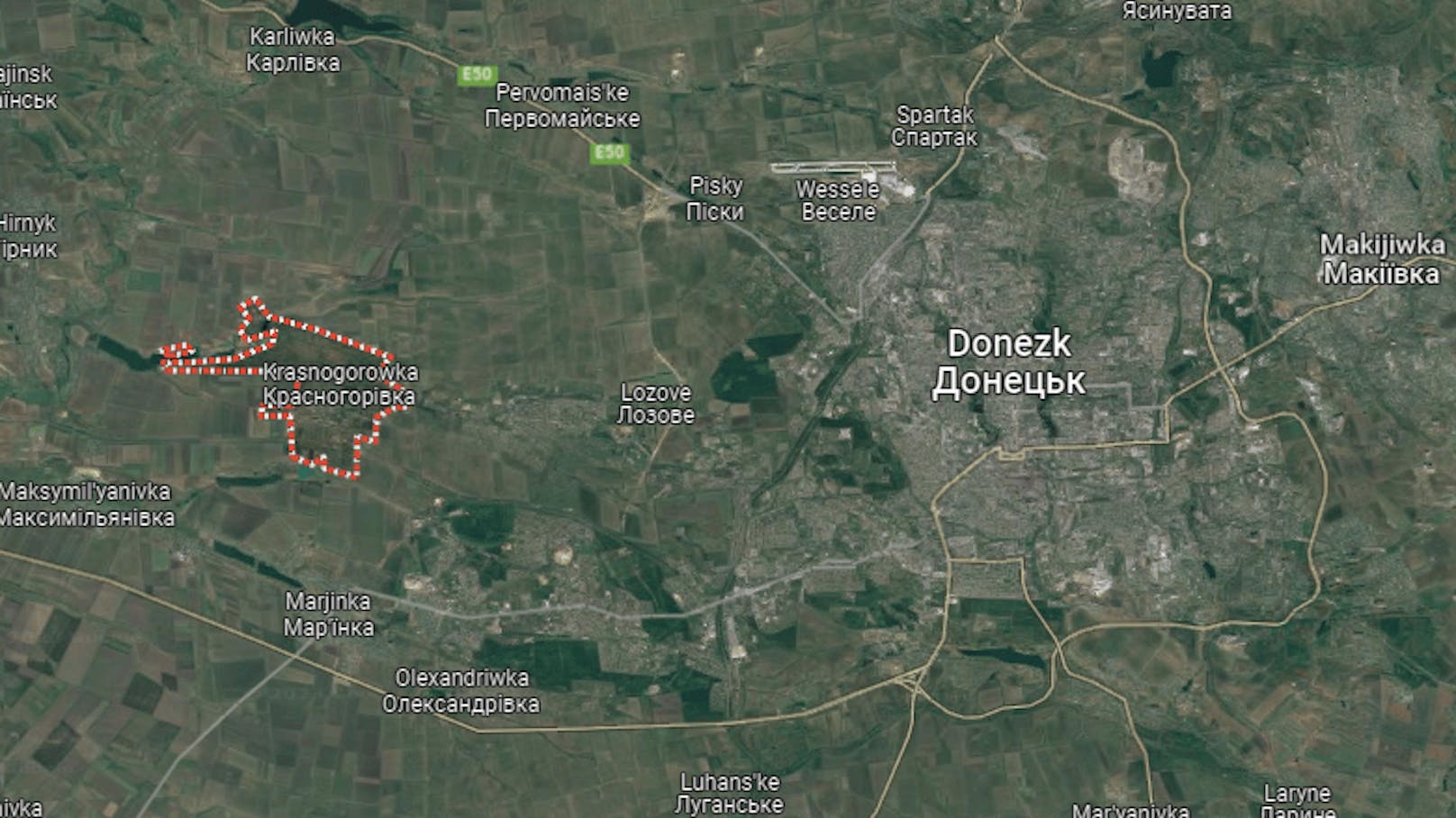 Mitglieder der ukrainischen Luftstreitkräfte sollen kleine Vorstöße im Osten des Dorfes Krasnohoriwka nahe der Stadt Donezk gemacht haben.