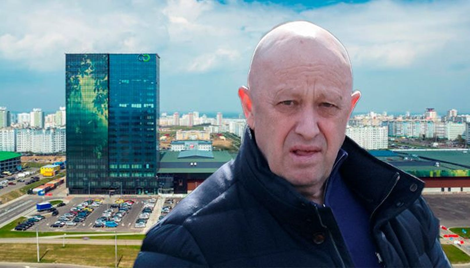 Prigoschin offenbar in Minsk eingetroffen – im Hintergrund das Hotel, in dem er abgestiegen ist.