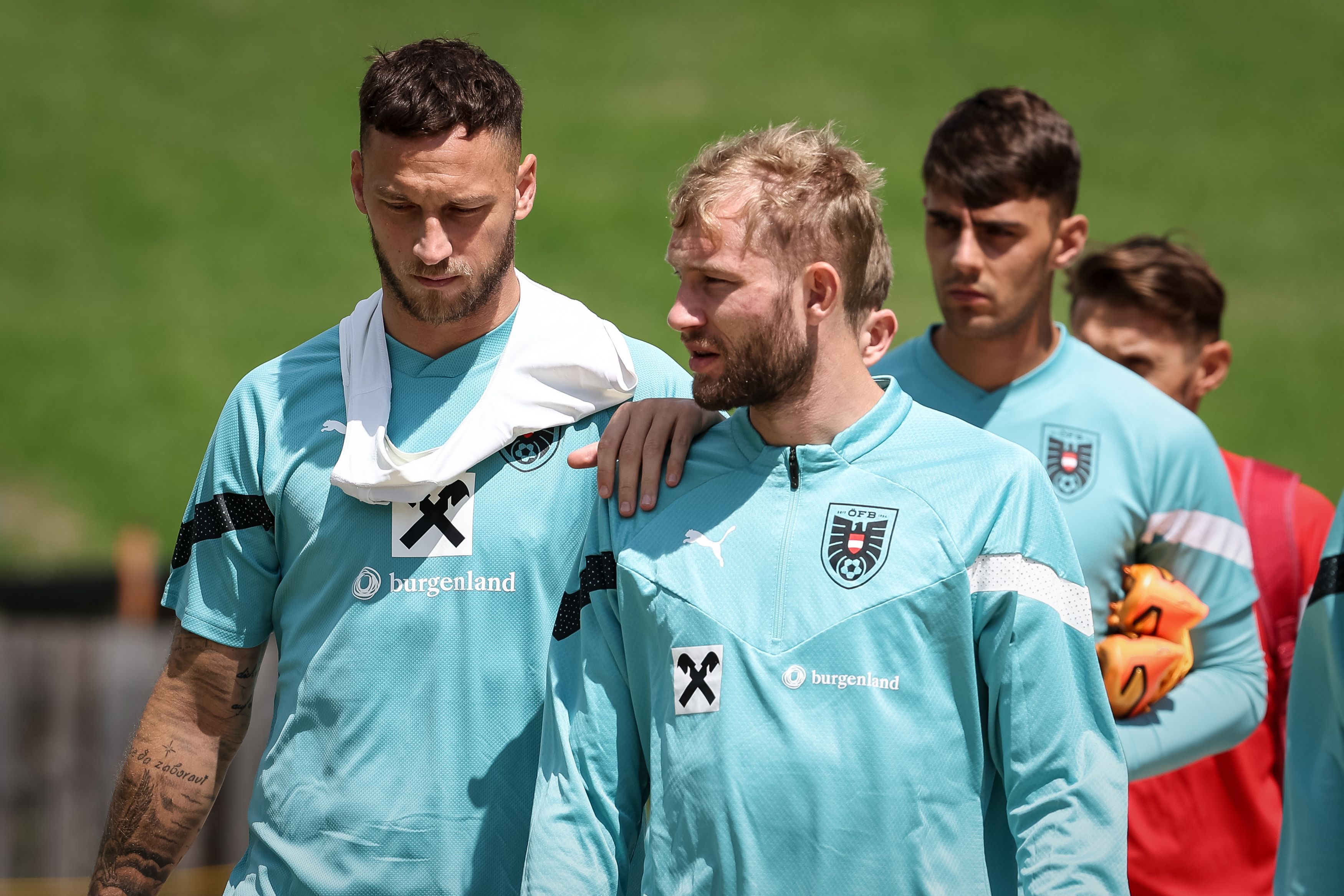 Marko Arnautovic (l.) ist schon lange unter der Haube, Konrad Laimer zog nach.