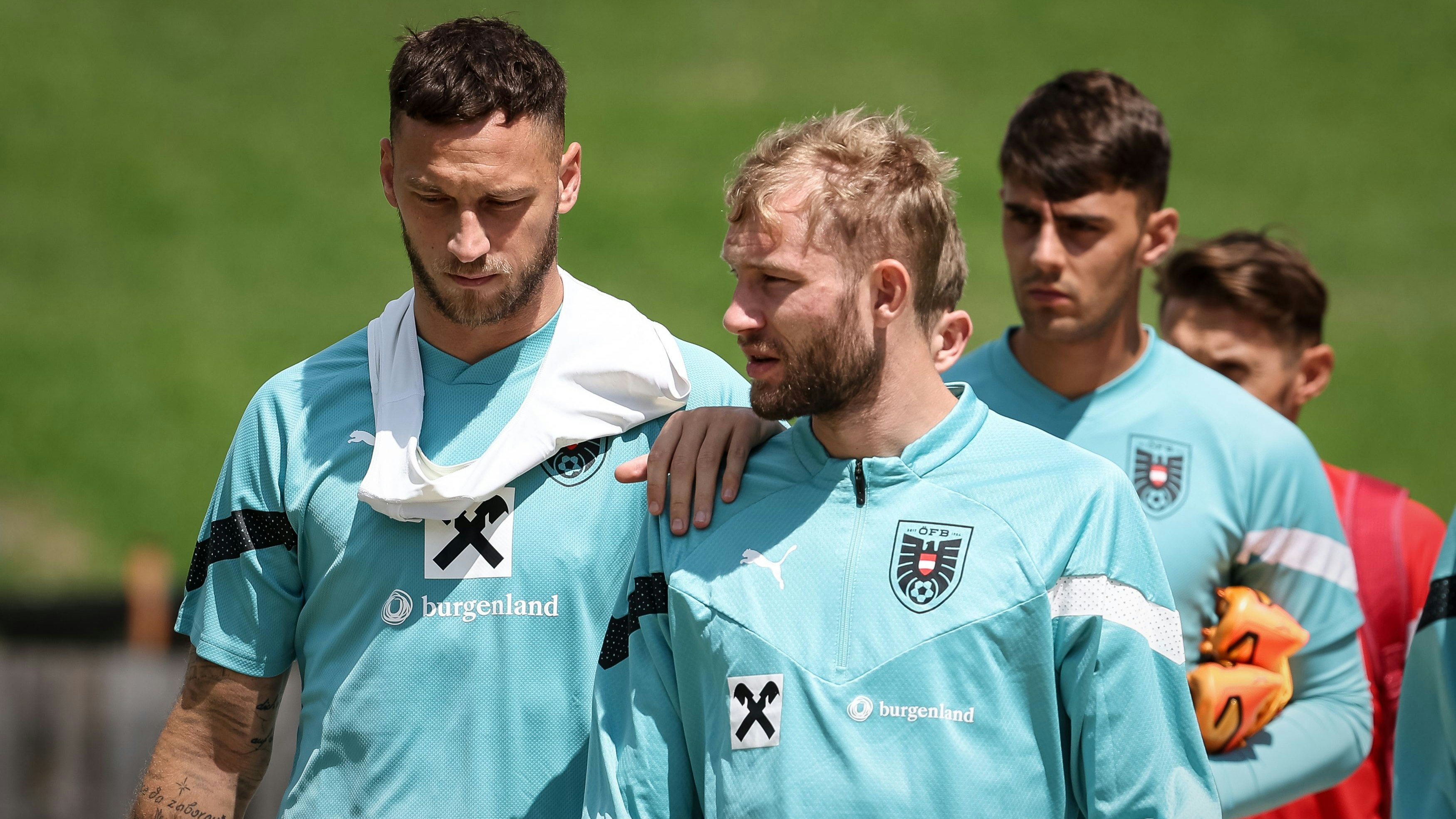 Marko Arnautovic (l.) ist schon lange unter der Haube, Konrad Laimer zog nach.