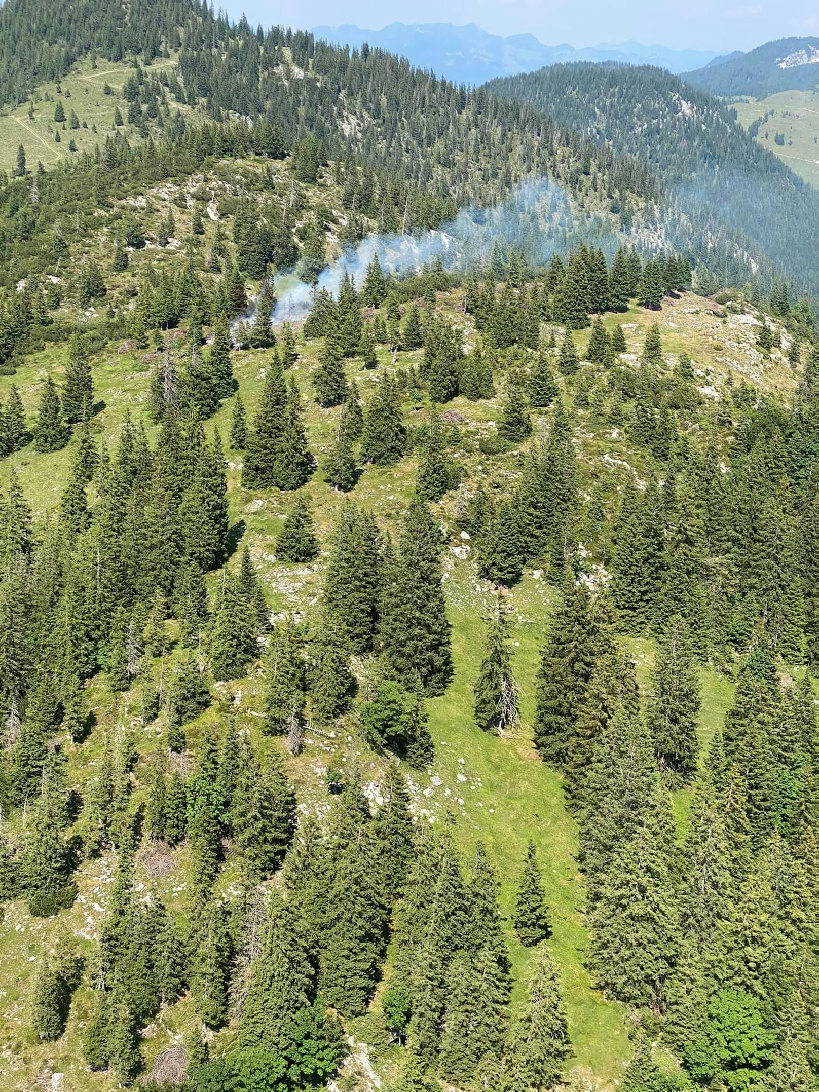 Bei einer Kontrolle am 25.06.2023 wirkten die Glutreste harmlos und unauffällig. Das Feuer dürfte sich dann von einem Glutnest der abgebrannten Latschenhaufen über Funkenflug auf die Wiese, Bäume und weitere Haufen rundherum ausgebreitet haben. Bei dem Vorfall wurden keinerlei Personen verletzt oder gefährdet.