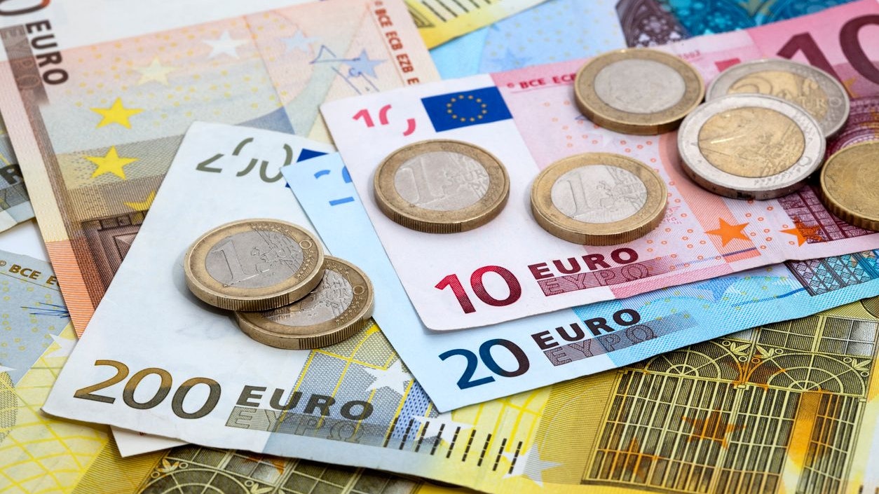 euro bills and coins