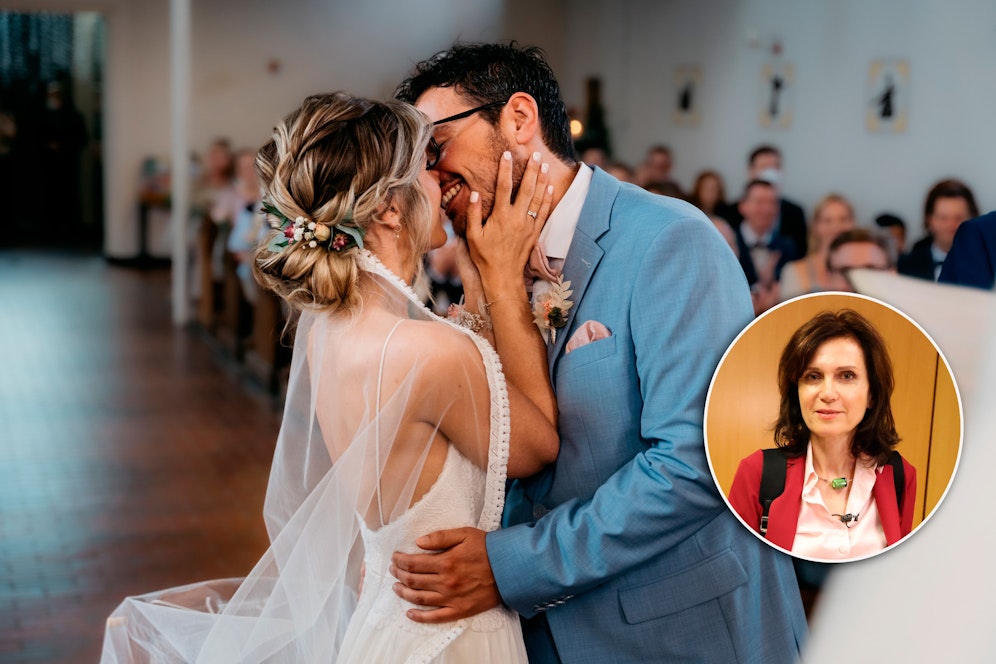 Emir und Damira F. haben vor kurzem geheiratet und warten seither auf den Aufenthaltstitel der Ehefrau. Anwältin Astrid Wagner (r.) hilft ihnen mit der MA35.