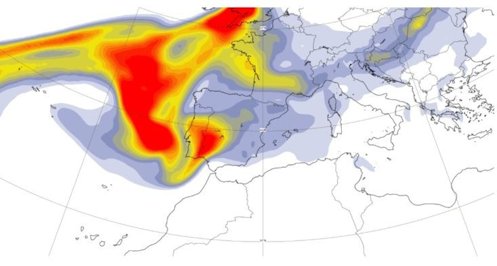 Prognose der Aerosol-Ausbreitung  von Dienstag bis Freitag.