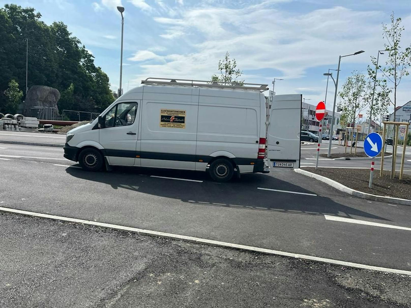 Baustelle beim ehemaligen Kreisverkehr