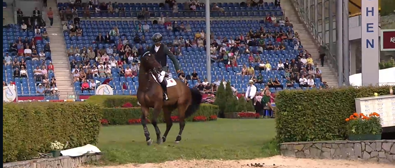 Das Pferd des Brasilianers Rodrigo Pessoa verweigerte vor dem Wassergraben beim CHIO Aachen.